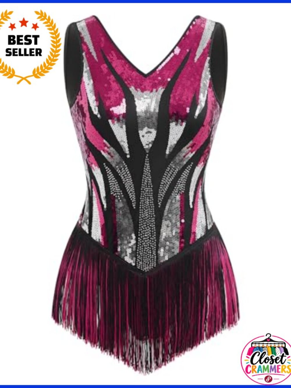 Sequin Fringe Bodysuit Leotard women Latin Jazz Dance Disco Rave Outfit